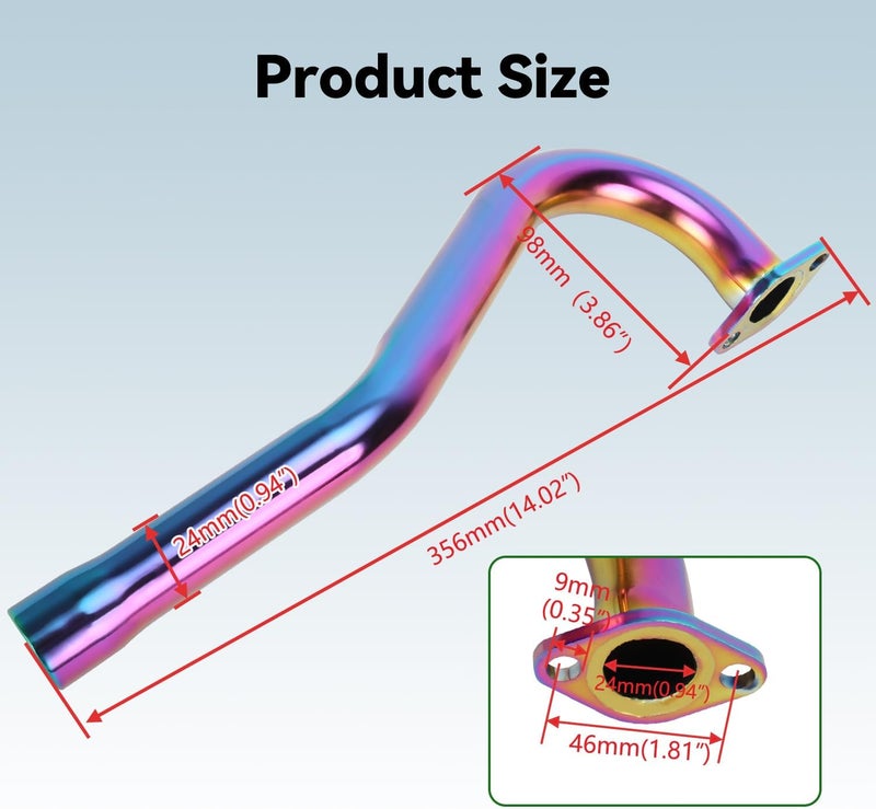 XIKOBY CT100U Exhaust Header Pipe Kit Compatible with Mini Bike GMB100 Coleman Massimo MB100 Rascal Lite Predator 79cc 98cc 99cc 3.0HP 154F Engine Parts Colorful - Image 5